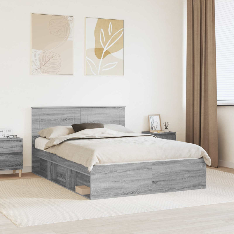 Cadru de pat Gri Sonoma 140 x 200 cm Lemn prelucrat
