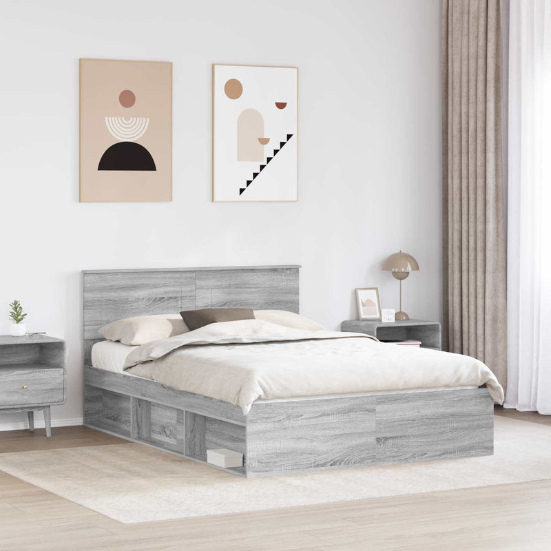 Cadru de pat Gri Sonoma 140 x 200 cm Lemn prelucrat