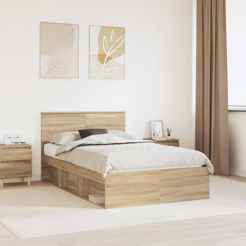 Cadru de pat cu headboard Sonoma 120 x 190 cm Lemn prelucrat