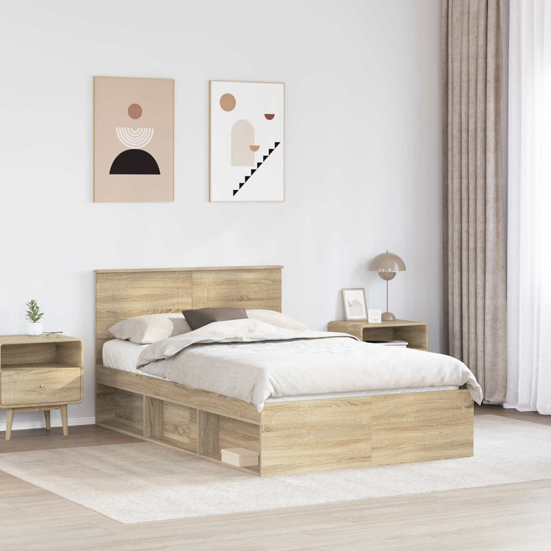Cadru de pat cu headboard Sonoma 120 x 190 cm Lemn prelucrat