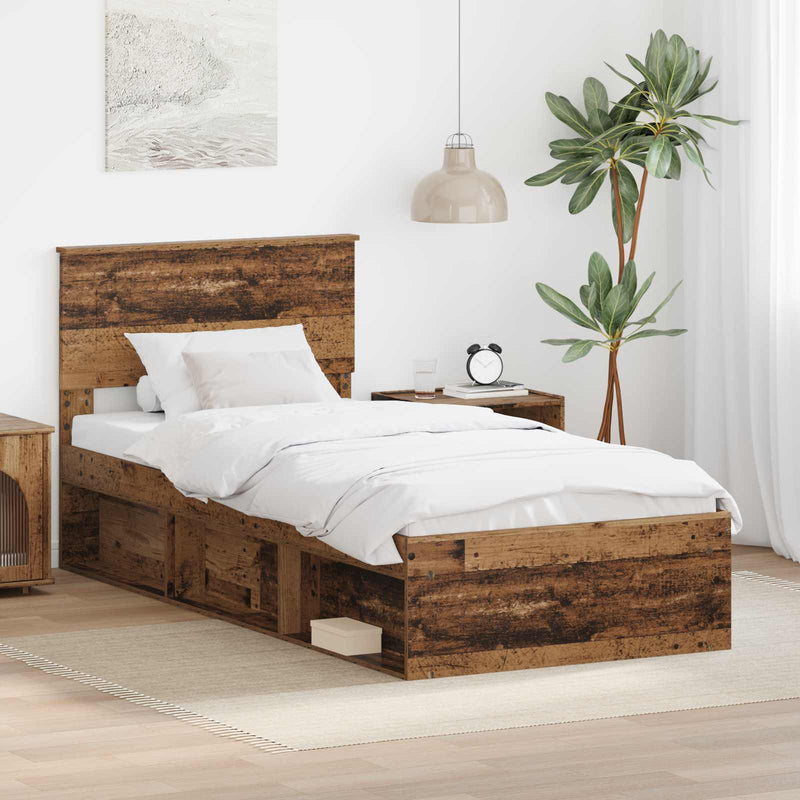 Cadru de pat cu headboard Lemn vechi 75 x 190 cm Lemn prelucrat