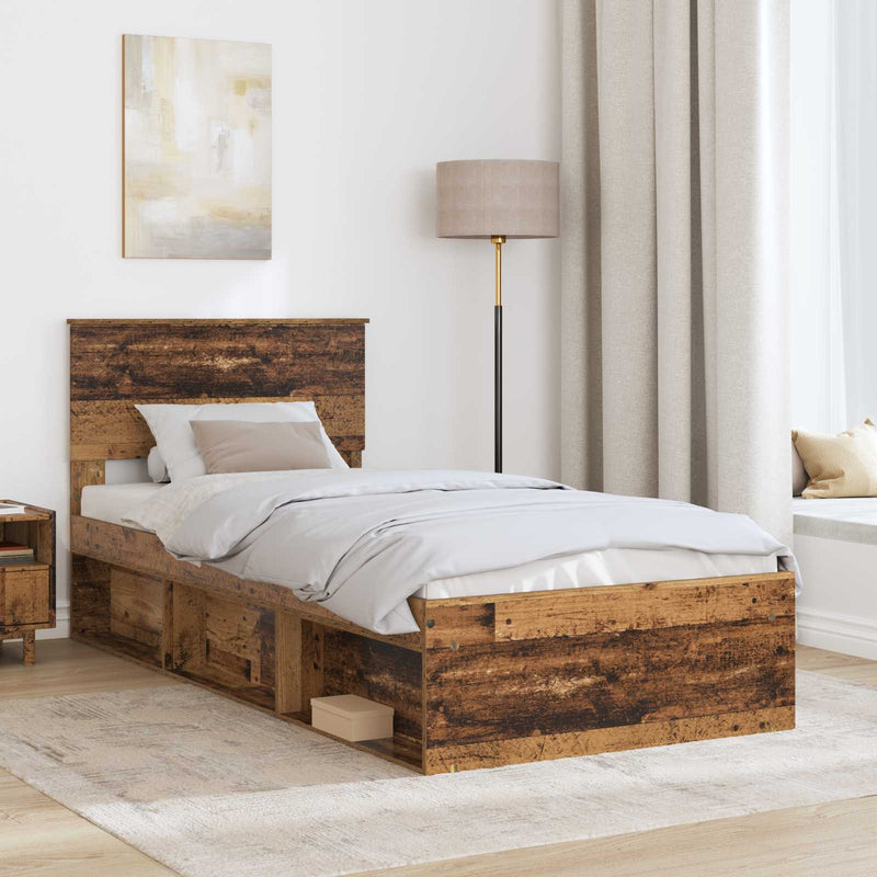 Cadru de pat cu headboard Lemn vechi 75 x 190 cm Lemn prelucrat