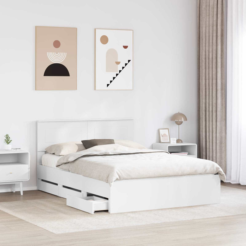 Cadru de pat cu sertar Alb 160 x 200 cm Lemn Ingineresc