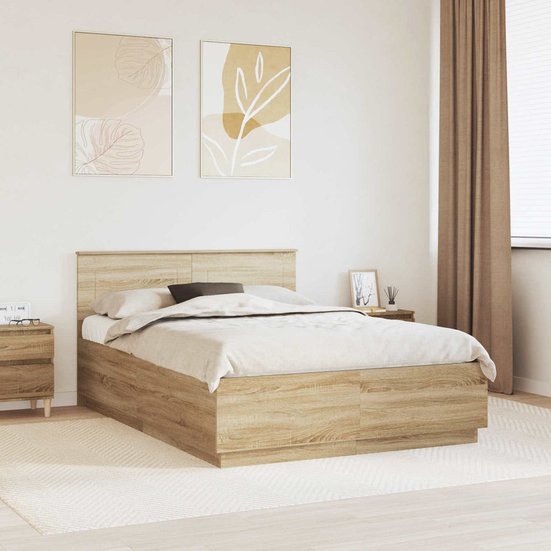 Cadru de pat Stejar Sonoma 140 x 200 cm Lemn prelucrat