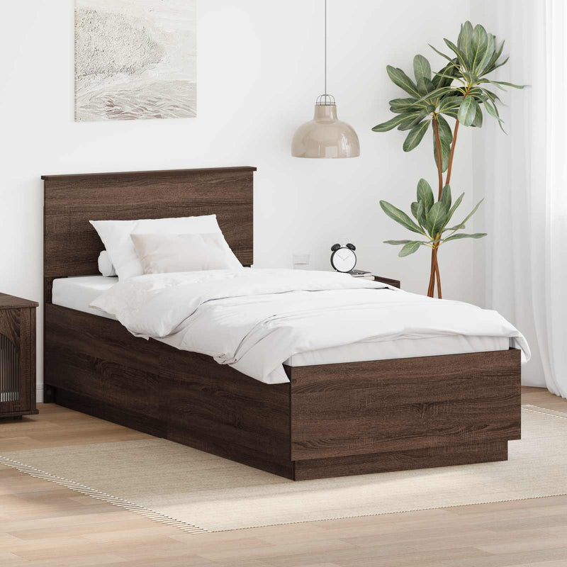 Cadru de pat Stejar închis 70 x 190 cm Lemn prelucrat