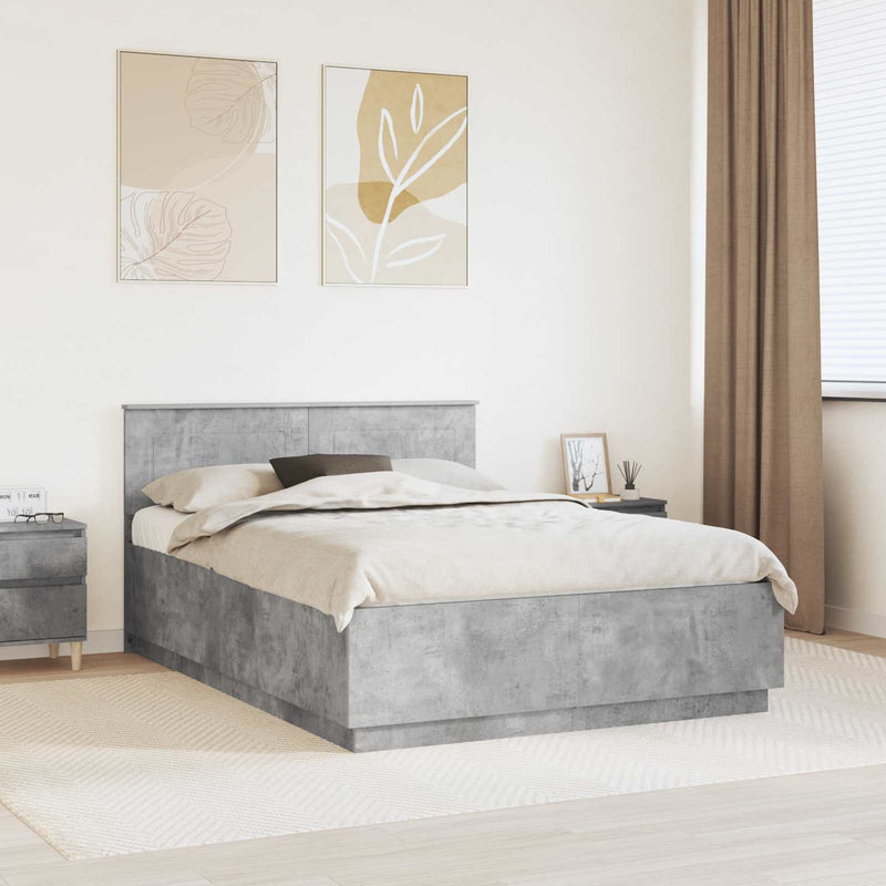 Cadru de pat cu headboard Gri Beton 160 x 200 cm Lemn prelucrat