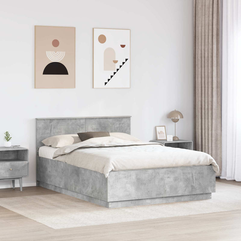 Cadru de pat cu headboard Gri Beton 160 x 200 cm Lemn prelucrat