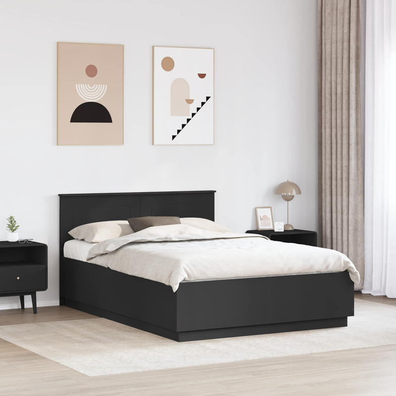 Cadru de pat cu headboard Negru 150 x 200 cm Lemn prelucrat
