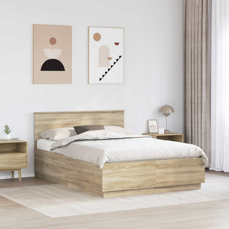 Cadru de pat Stejar Sonoma 140 x 200 cm Lemn prelucrat