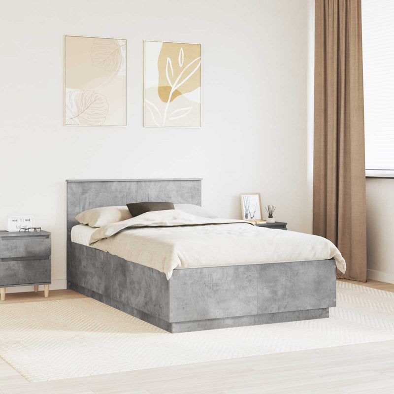 Cadru de pat cu headboard Gri Beton 120 x 190 cm Lemn prelucrat