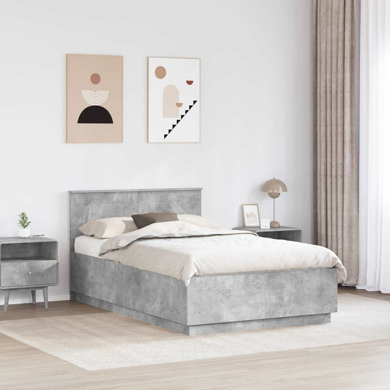 Cadru de pat cu headboard Gri Beton 120 x 190 cm Lemn prelucrat