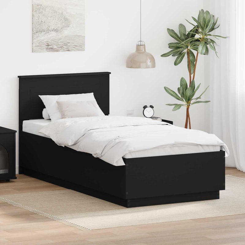 Cadru de pat cu headboard Negru 90 x 200 cm Lemn prelucrat