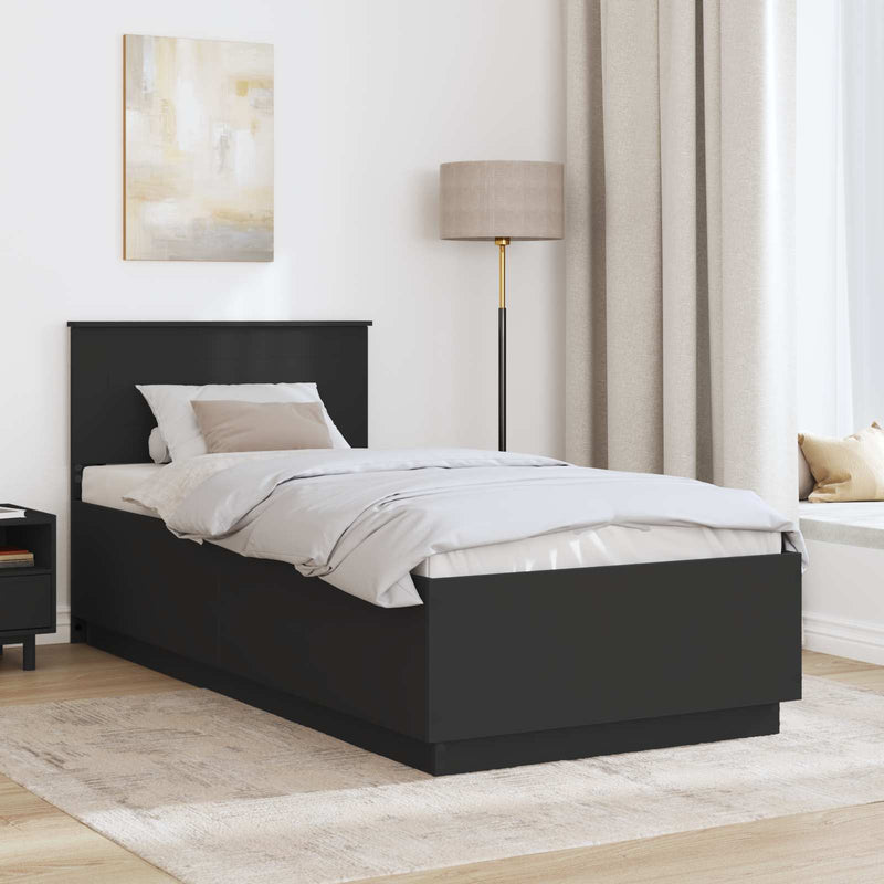 Cadru de pat cu headboard Negru 90 x 200 cm Lemn prelucrat
