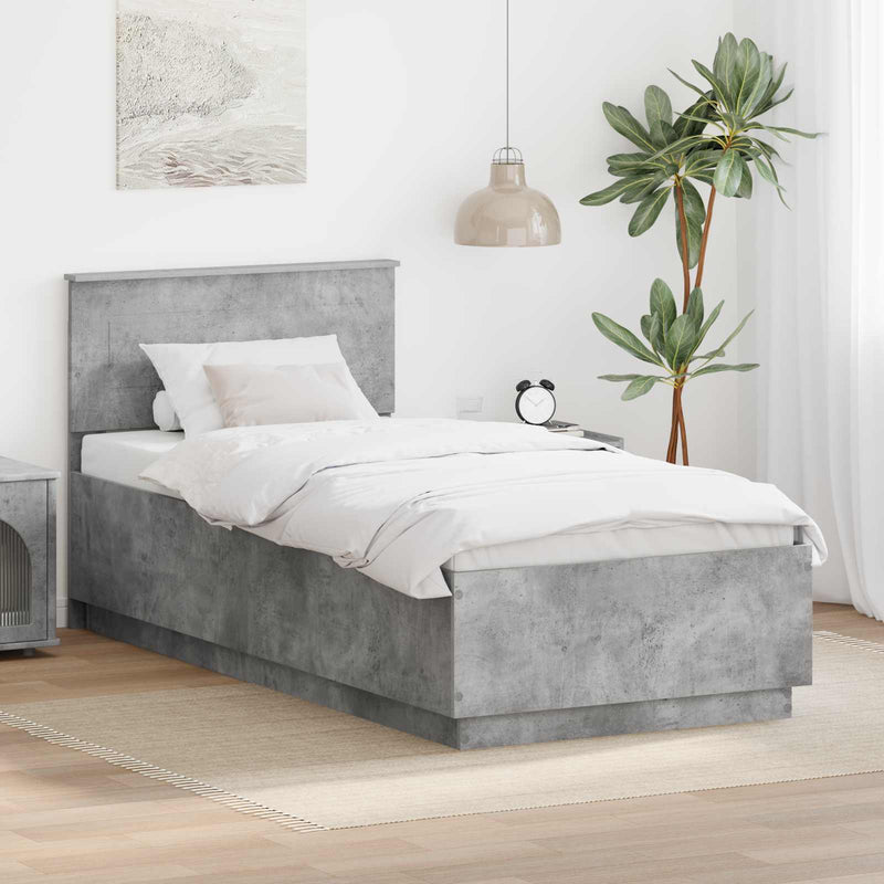 Cadru de pat cu headboard Gri Beton 70 x 190 cm Lemn prelucrat