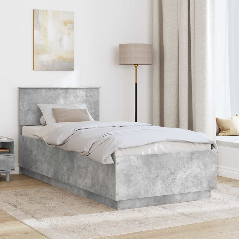 Cadru de pat cu headboard Gri Beton 70 x 190 cm Lemn prelucrat