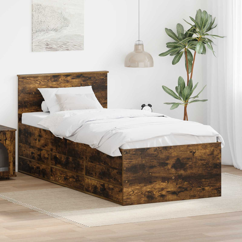 Daybed Manual Stejar afumat și negru 90 x 200 cm Lemn prelucrat