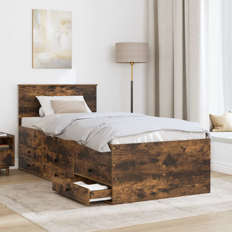 Daybed Manual Stejar afumat și negru 90 x 200 cm Lemn prelucrat
