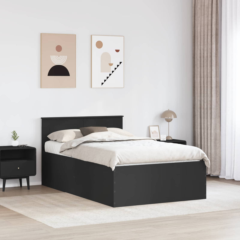 Cadru de pat cu headboard Negru 120 x 200 cm Lemn prelucrat