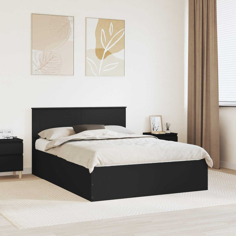 Cadru de pat cu headboard Negru 150 x 200 cm Lemn prelucrat
