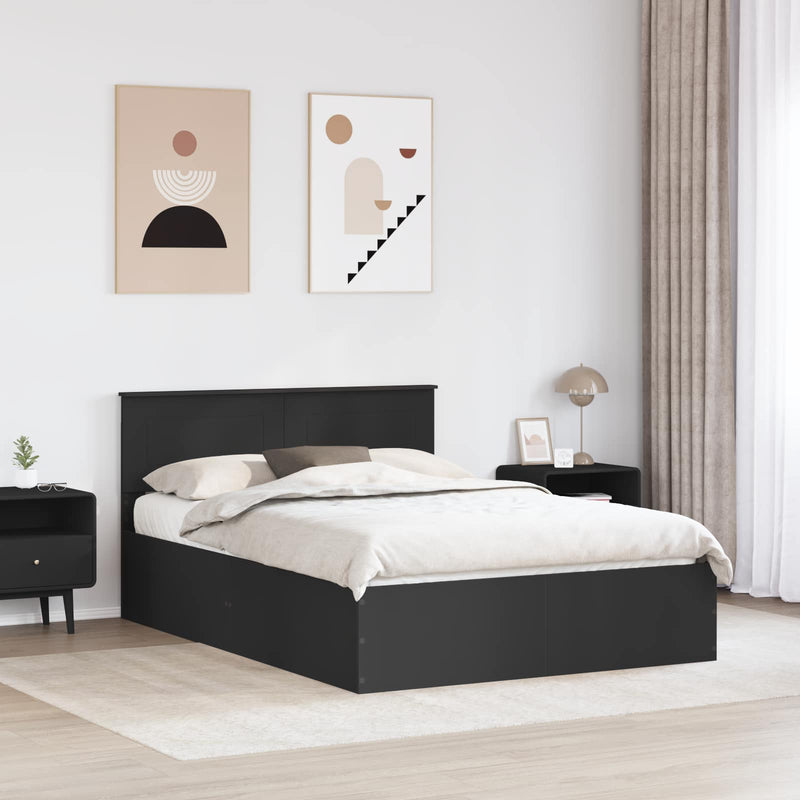 Cadru de pat cu headboard Negru 150 x 200 cm Lemn prelucrat
