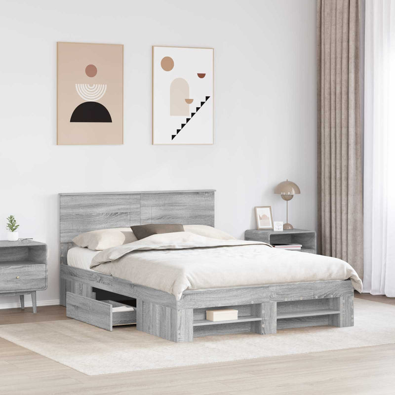 Cadru de pat Gri Sonoma 150 x 200 cm Lemn prelucrat