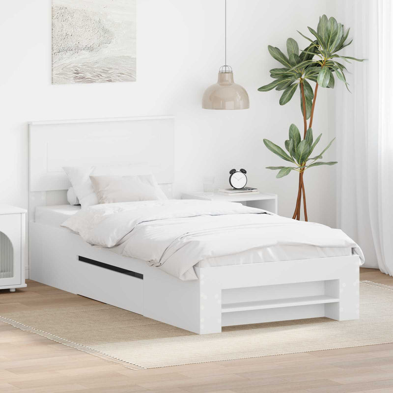 Cadru de pat cu headboard Alb 90 x 200 cm Lemn prelucrat