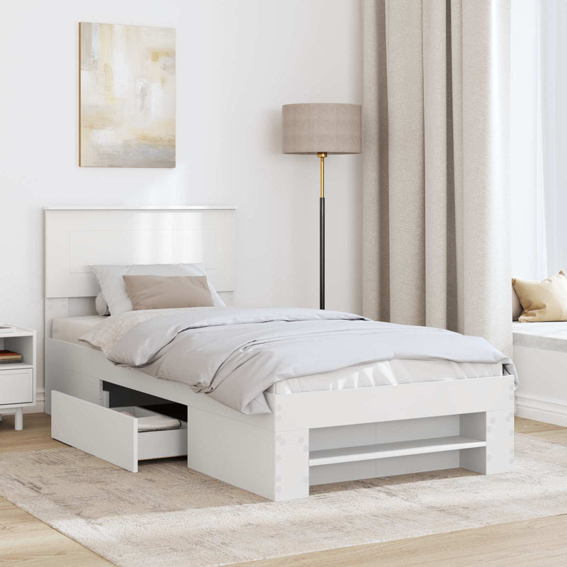 Cadru de pat cu headboard Alb 90 x 200 cm Lemn prelucrat