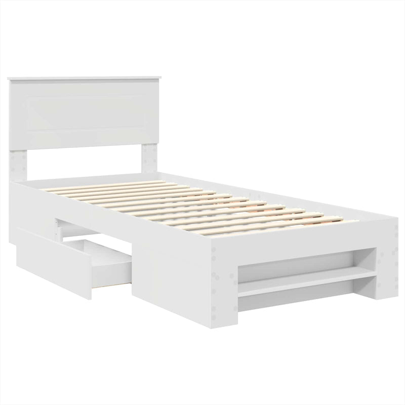 Cadru de pat cu headboard Alb 90 x 200 cm Lemn prelucrat