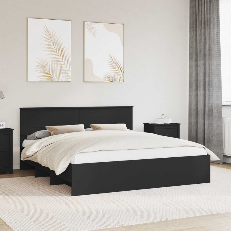 Cadru de pat cu headboard Negru 180 x 200 cm Lemn prelucrat