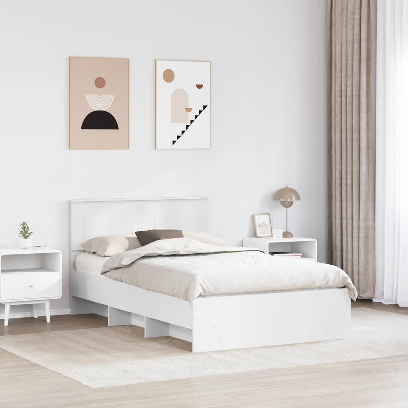 Cadru de pat cu headboard Alb 120 x 123 cm Lemn prelucrat