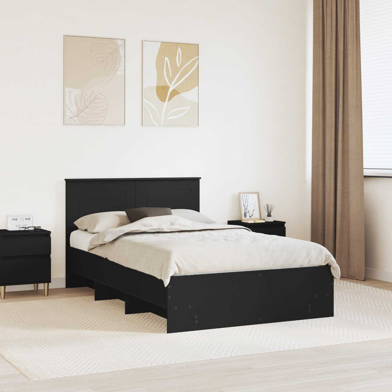 Cadru de pat cu headboard Negru 120 x 123 cm Lemn prelucrat