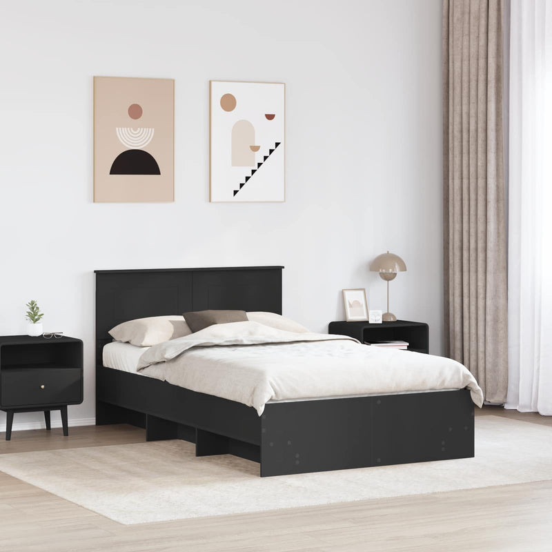 Cadru de pat cu headboard Negru 120 x 123 cm Lemn prelucrat