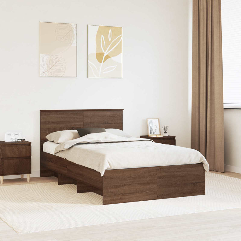 Cadru de pat Stejar închis 120 x 123 cm Lemn prelucrat