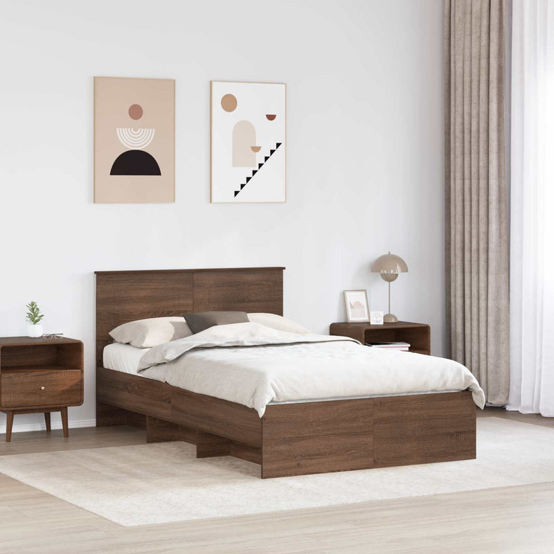 Cadru de pat Stejar închis 120 x 123 cm Lemn prelucrat