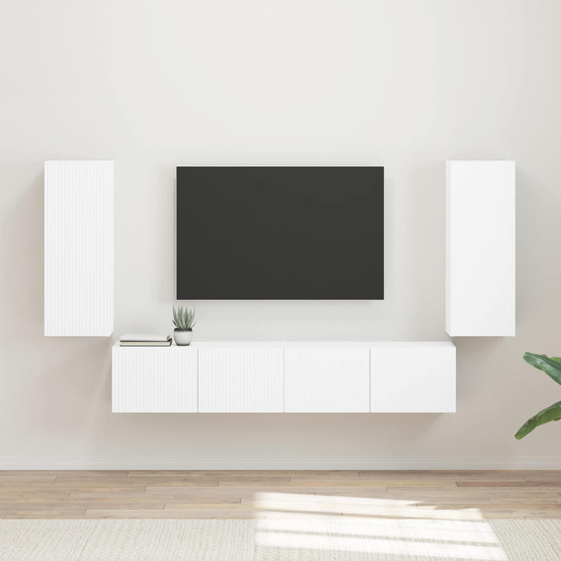 Set Dulap pentru Televizor Montat pe Perete 4 buc. Alb