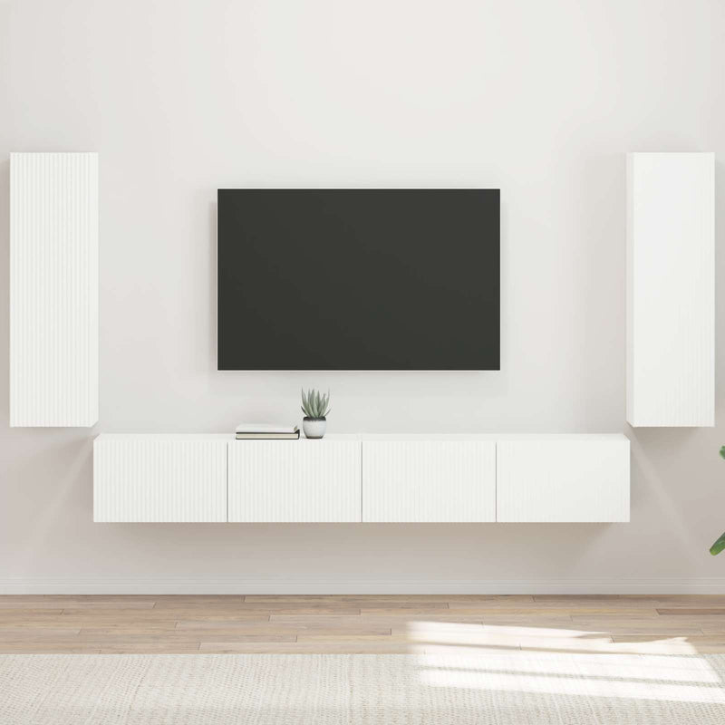 Set Dulap pentru Televizor Montat pe Perete 4 buc. Alb
