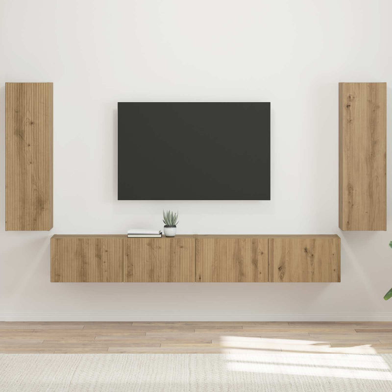 Set Dulap pentru Televizor Montat pe Perete 4 buc.