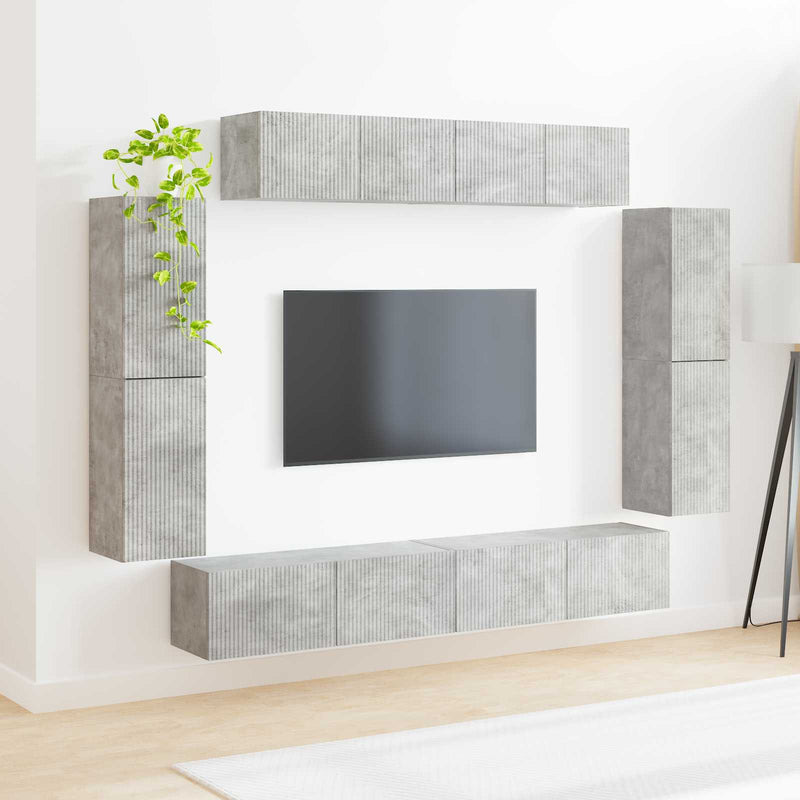 Cabinet TV 8 buc. Gri din beton
