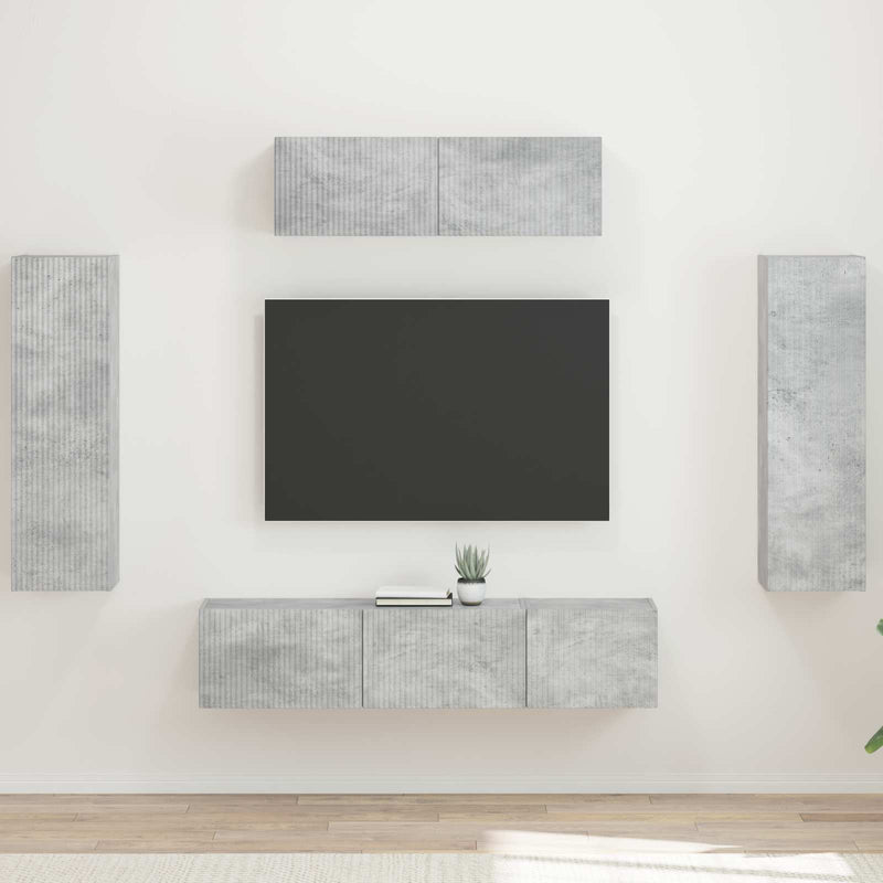Cabinet TV 5 buc. Gri din beton