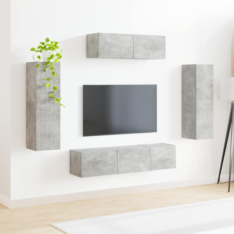 Cabinet TV 5 buc. Gri din beton