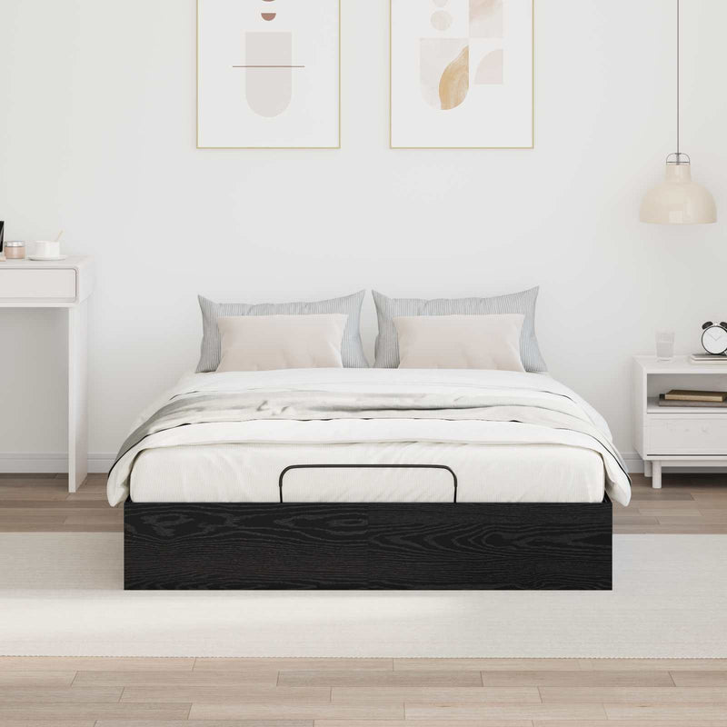 Cadru de pat otoman Stejar Negru 150 x 200 cm Lemn prelucrat
