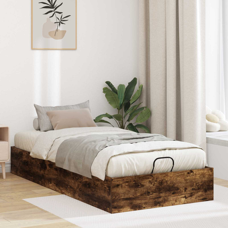 Cadru de pat otoman Stejar Afumat 90 x 190 cm Lemn prelucrat