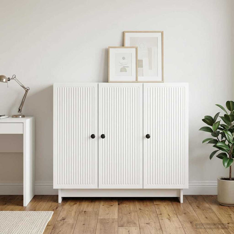 Bufet Alb foarte lucios 89 x 34,5 x 80 cm Lemn prelucrat