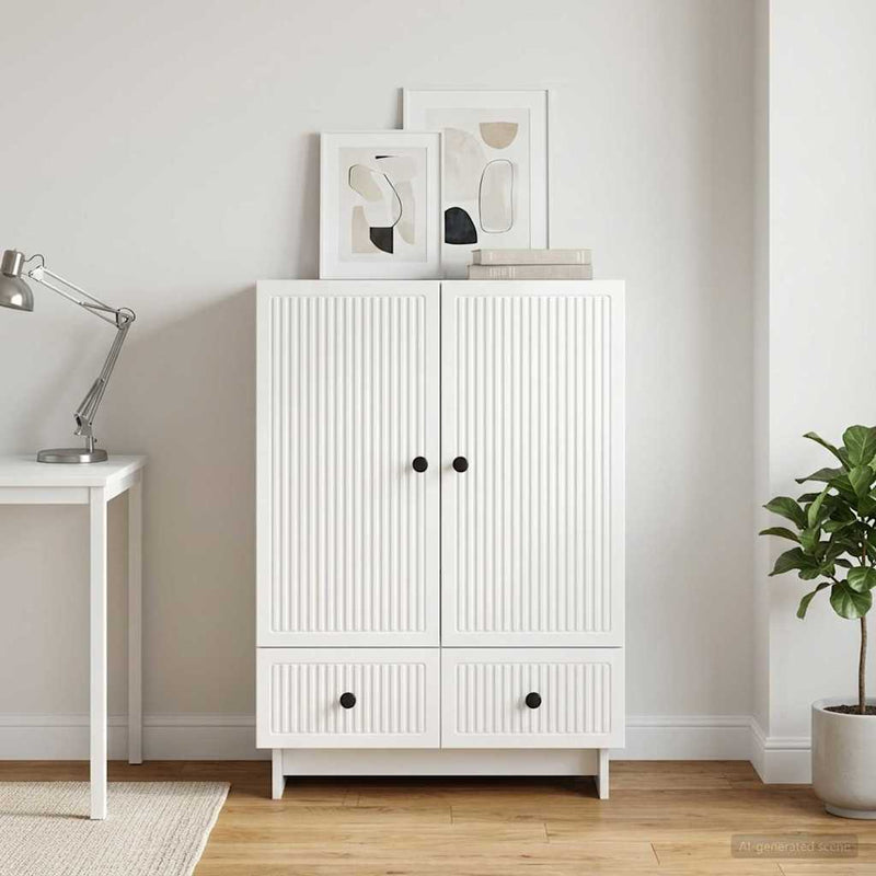 Bufet Alb Lucios 66 x 34,5 x 95 cm Lemn prelucrat