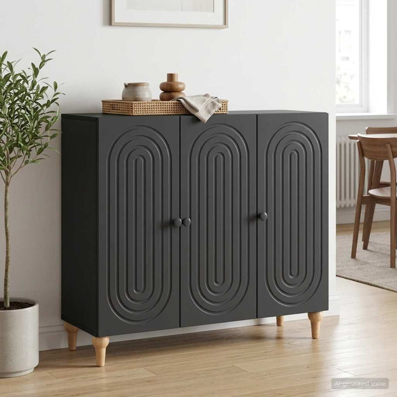 Bufet Negru 89 x 34,5 x 80 cm Lemn prelucrat