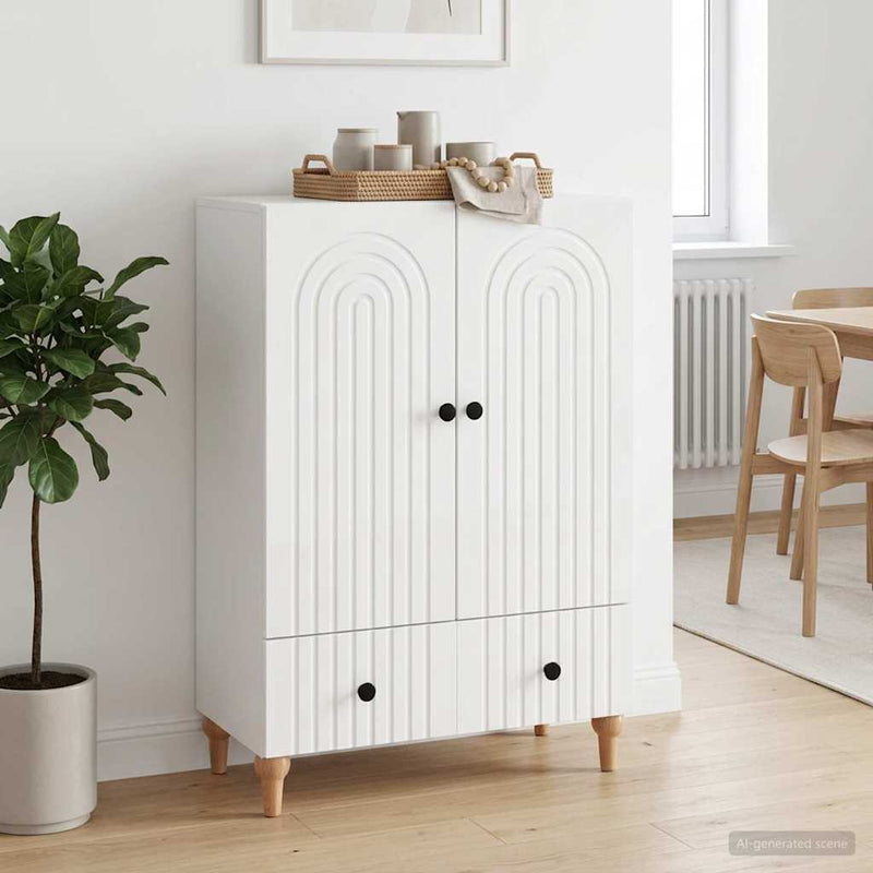 Bufet Alb foarte lucios 66 x 34,5 x 95 cm Lemn prelucrat