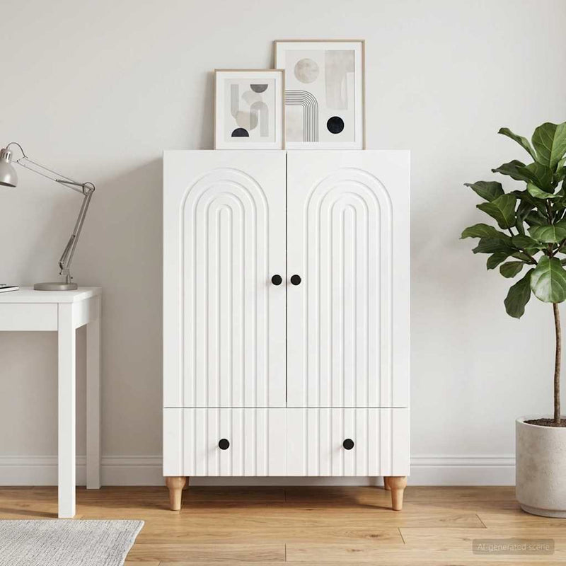 Bufet Alb foarte lucios 66 x 34,5 x 95 cm Lemn prelucrat