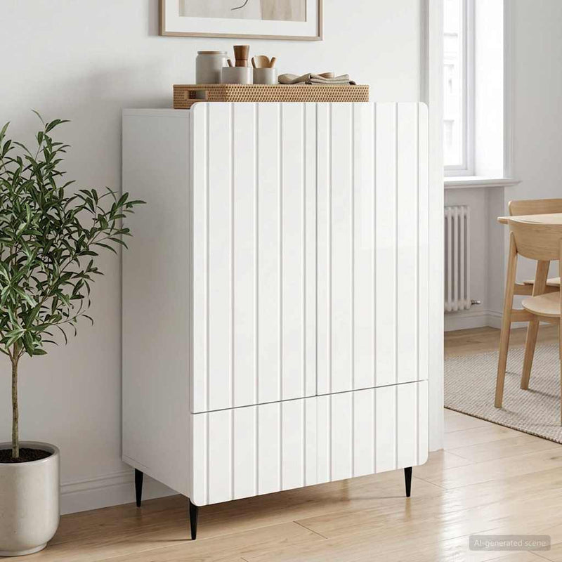 Bufet Alb foarte lucios 66 x 34,5 x 97 cm Lemn prelucrat