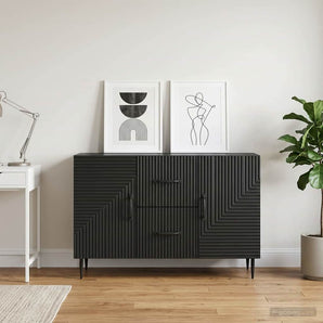 Bufet cu sertar Negru 89 x 34,5 x 60 cm Lemn prelucrat