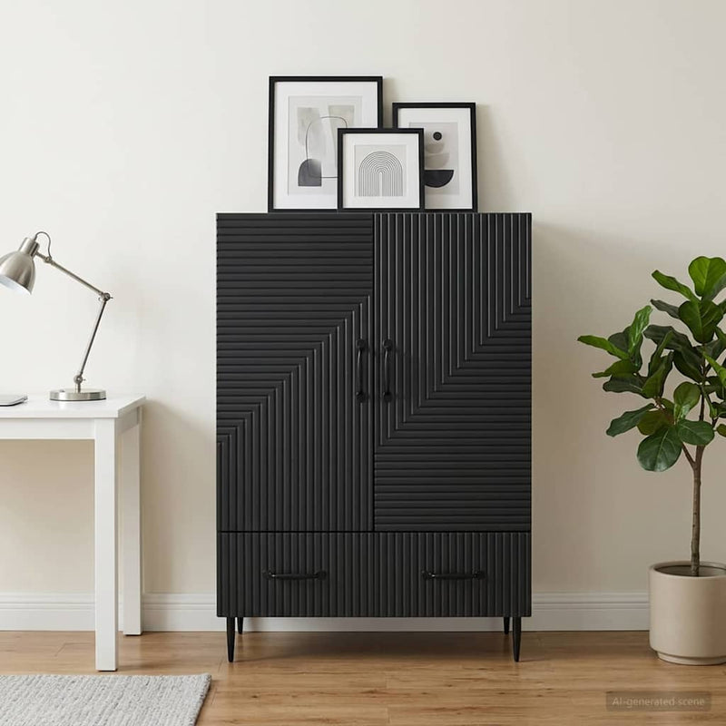 Bufet cu sertar Negru 66 x 34,5 x 95 cm Lemn prelucrat